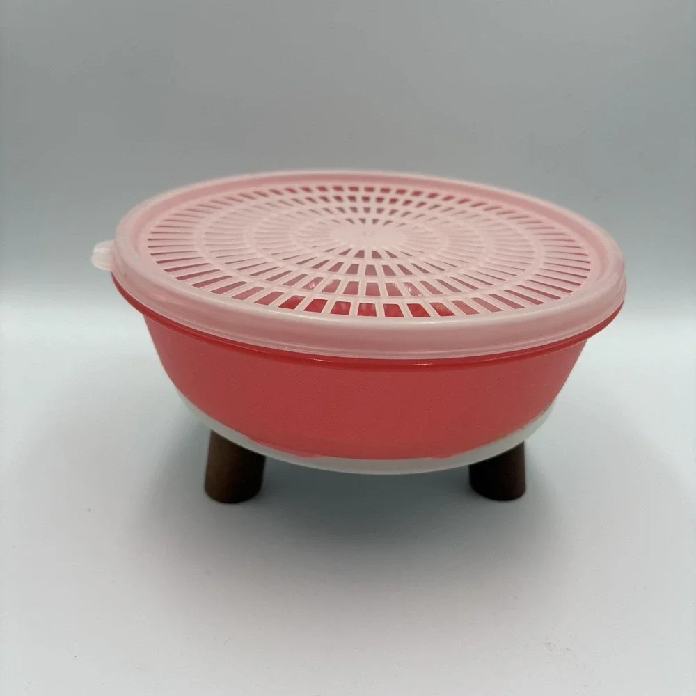 Tupperware Colander Strainer Bowl 1835 Flow Through Lid 3 Quart Red EUC